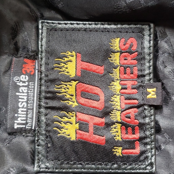 Hot Leathers🔥Genuine Leather Black Moto Jacket with Zip Out Lining Size Medium - Picture 9 of 16